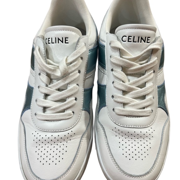 Celine Blue Leather Colorblock Pattern Sneakers - Picture 6 of 9